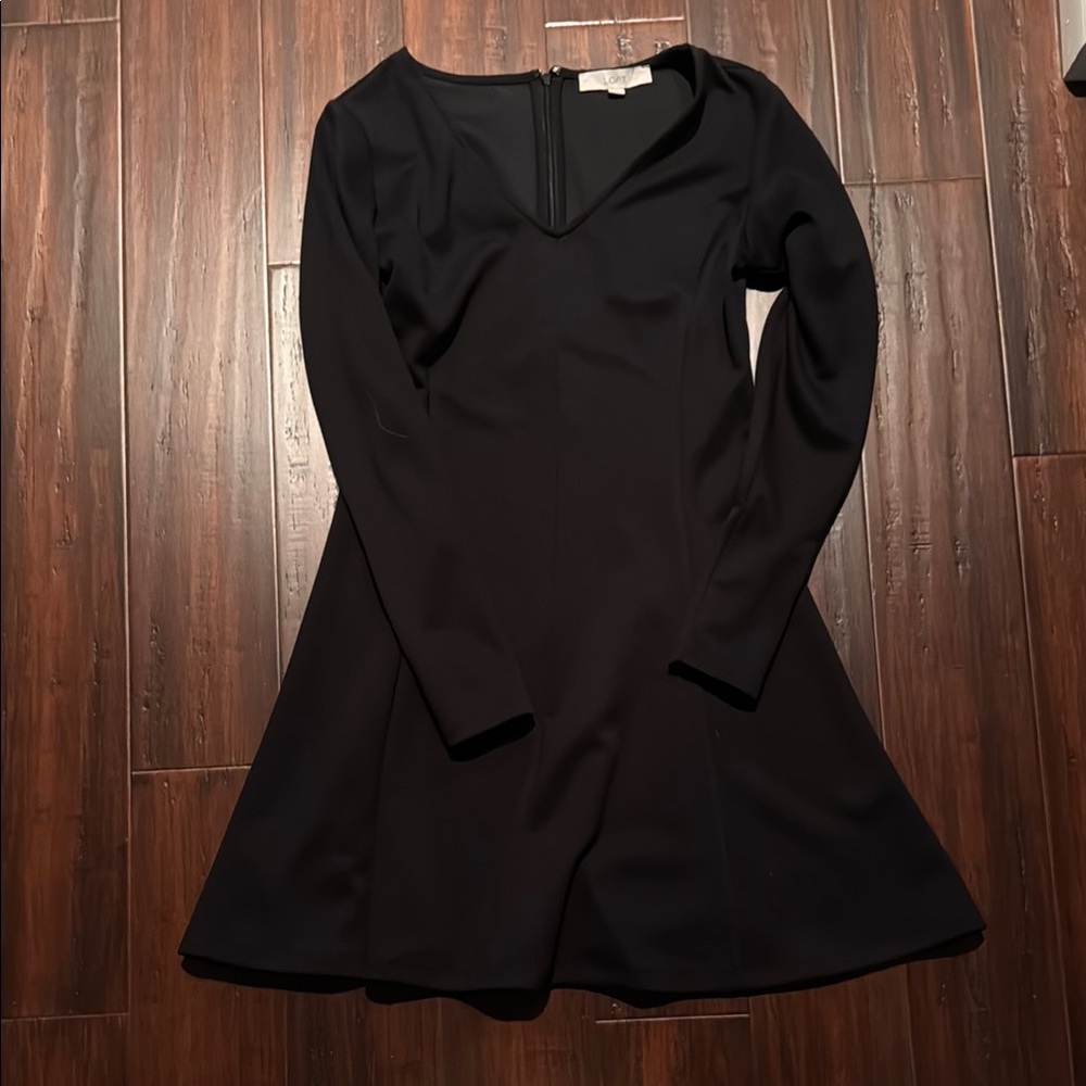 LOFT Black V-Neck Fit and Flare Cocktail Dress